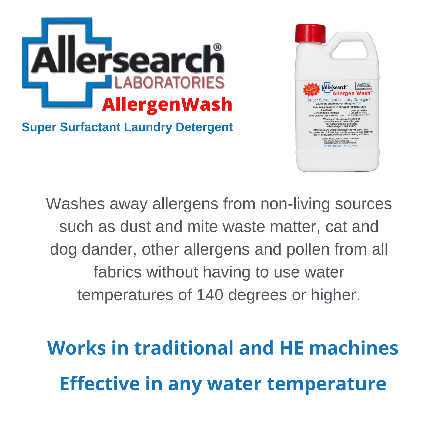 Allersearch Allergen Wash Super Surfactant Laundry Detergent 128 oz