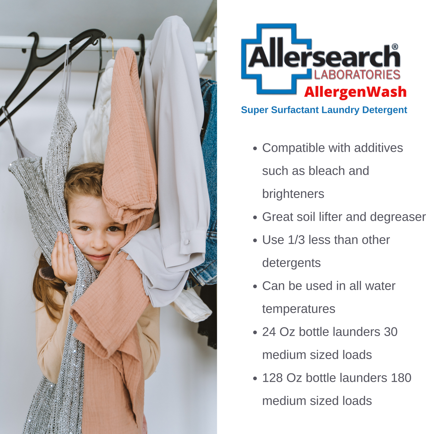 Allersearch Allergen Wash Super Surfactant Laundry Detergent 24 oz