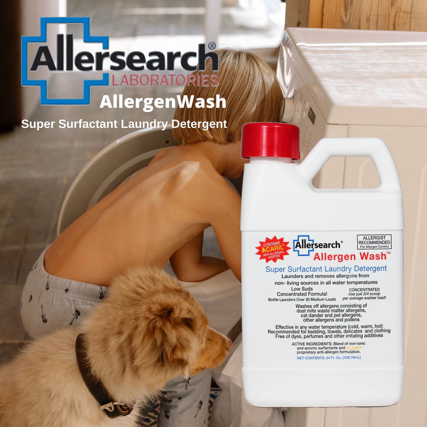 Allersearch Allergen Wash Super Surfactant Laundry Detergent 128 oz