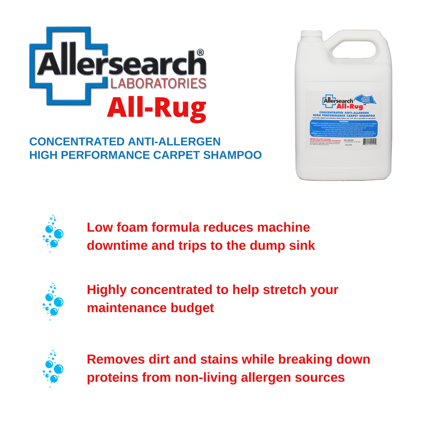 Allersearch All-Rug Anti-Allergen Carpet Shampoo 128 oz
