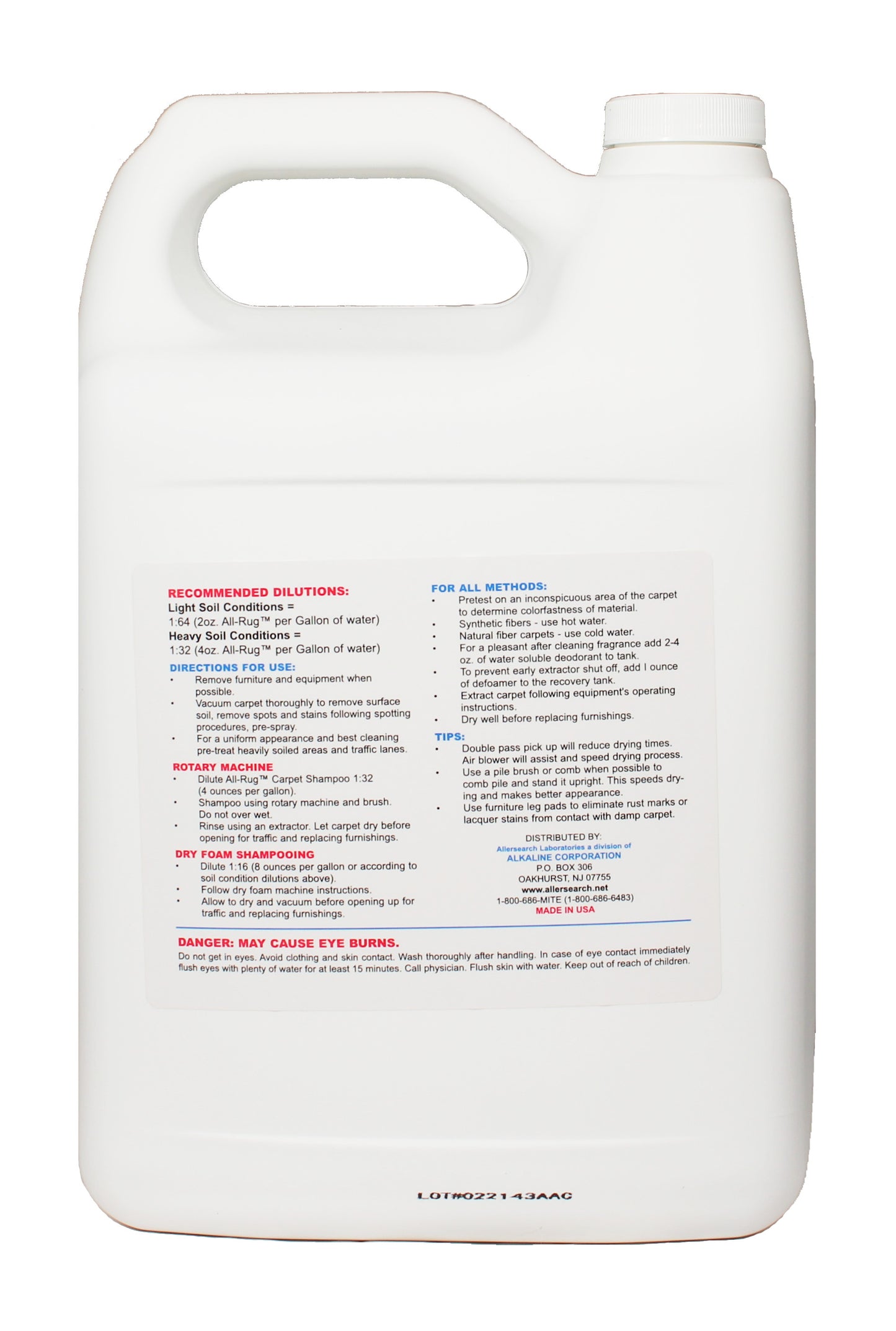 Allersearch All-Rug Anti-Allergen Carpet Shampoo 128 oz