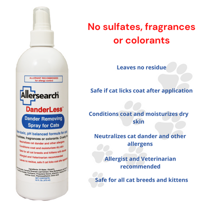 Allersearch DanderLess Dander Removing Spray for Cats 16 oz