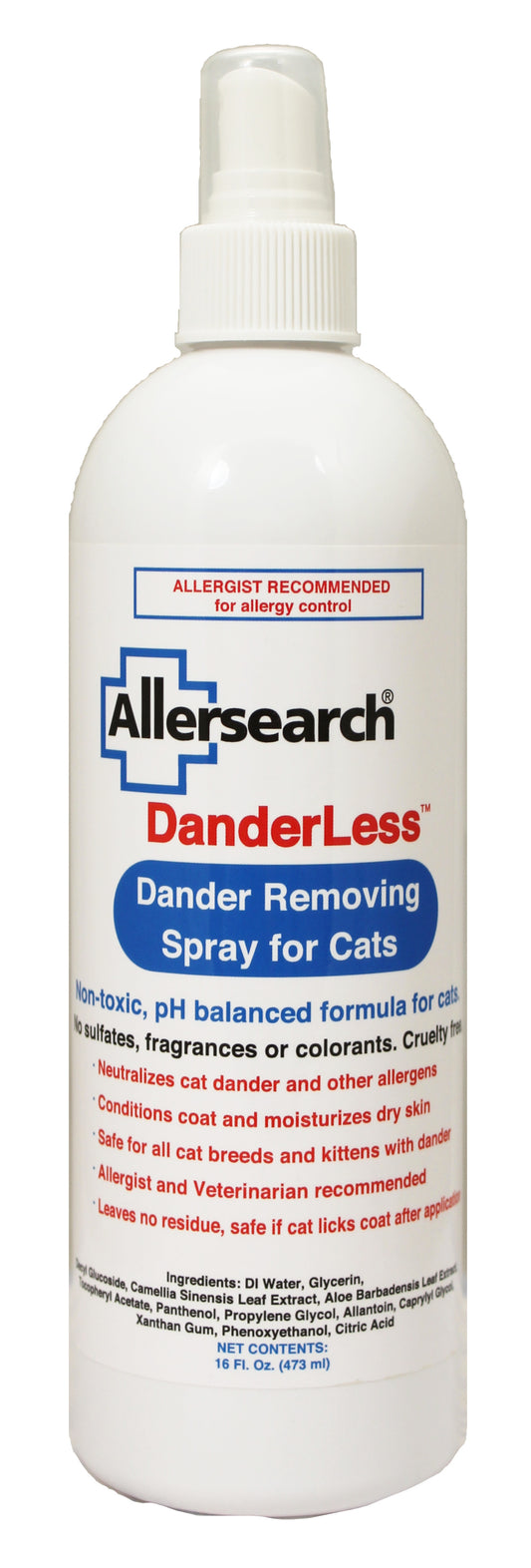 Allersearch DanderLess Dander Removing Spray for Cats 16 oz