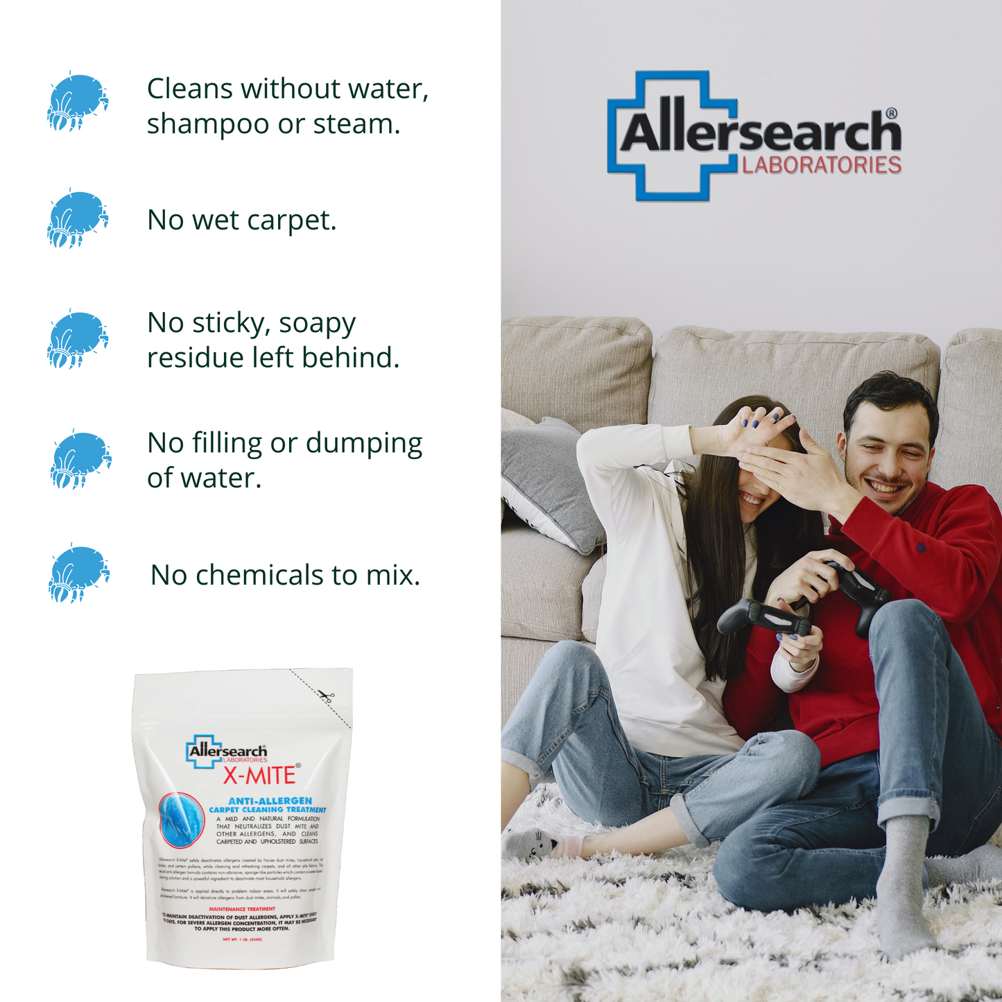 Allersearch X-Mite Anti-Allergen Carpet Cleaning Treatment
