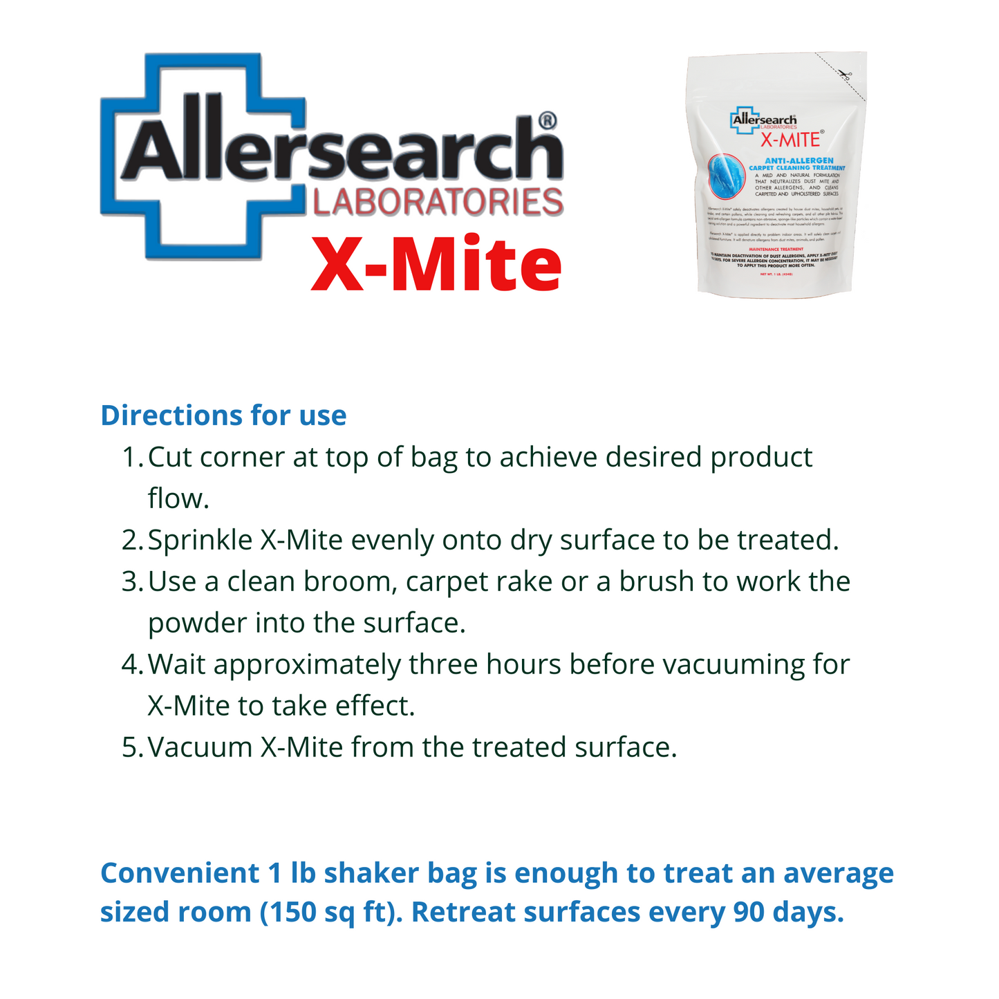 Allersearch X-Mite Anti-Allergen Carpet Cleaning Treatment