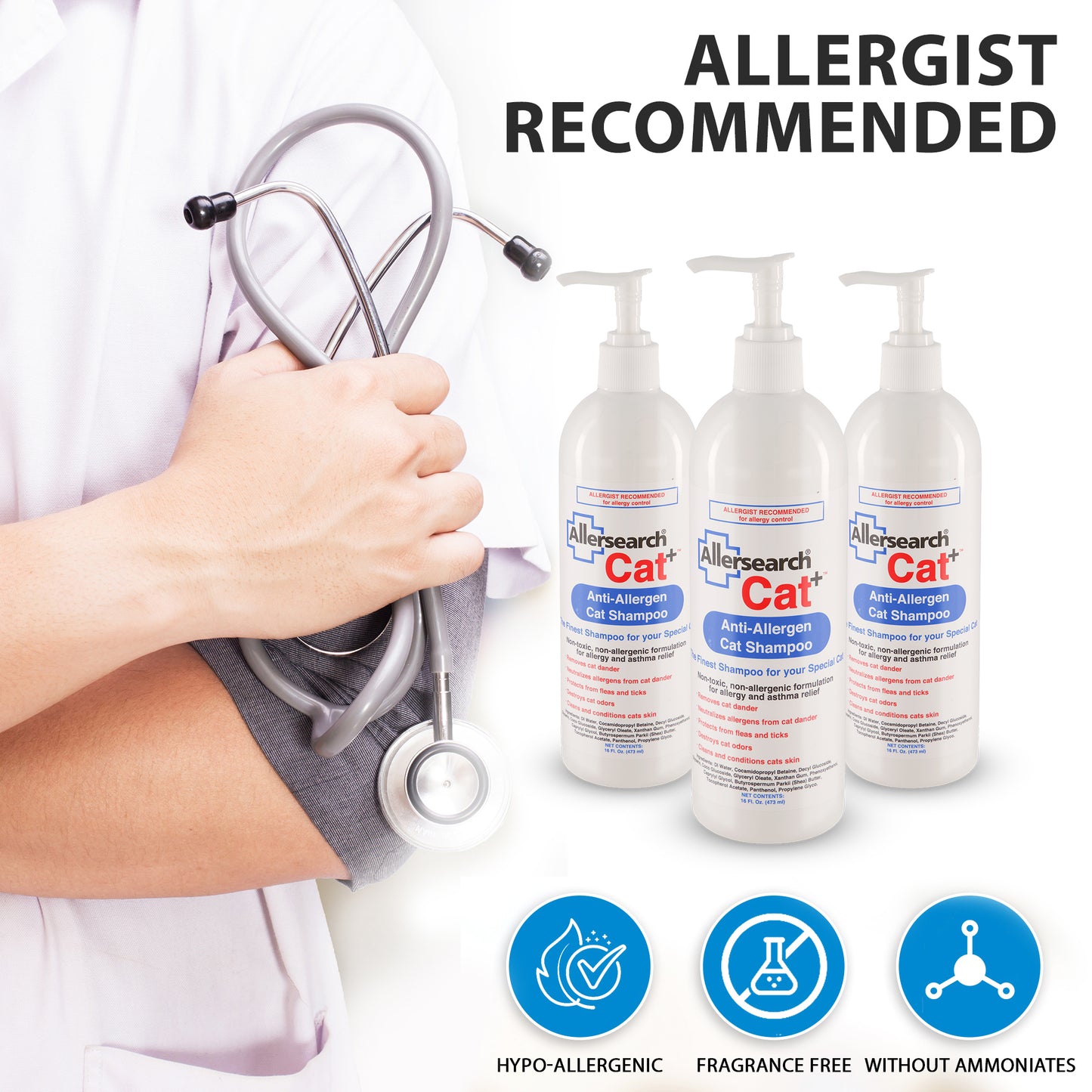 Allersearch Cat+ Anti-Allergen Cat Shampoo 16 oz