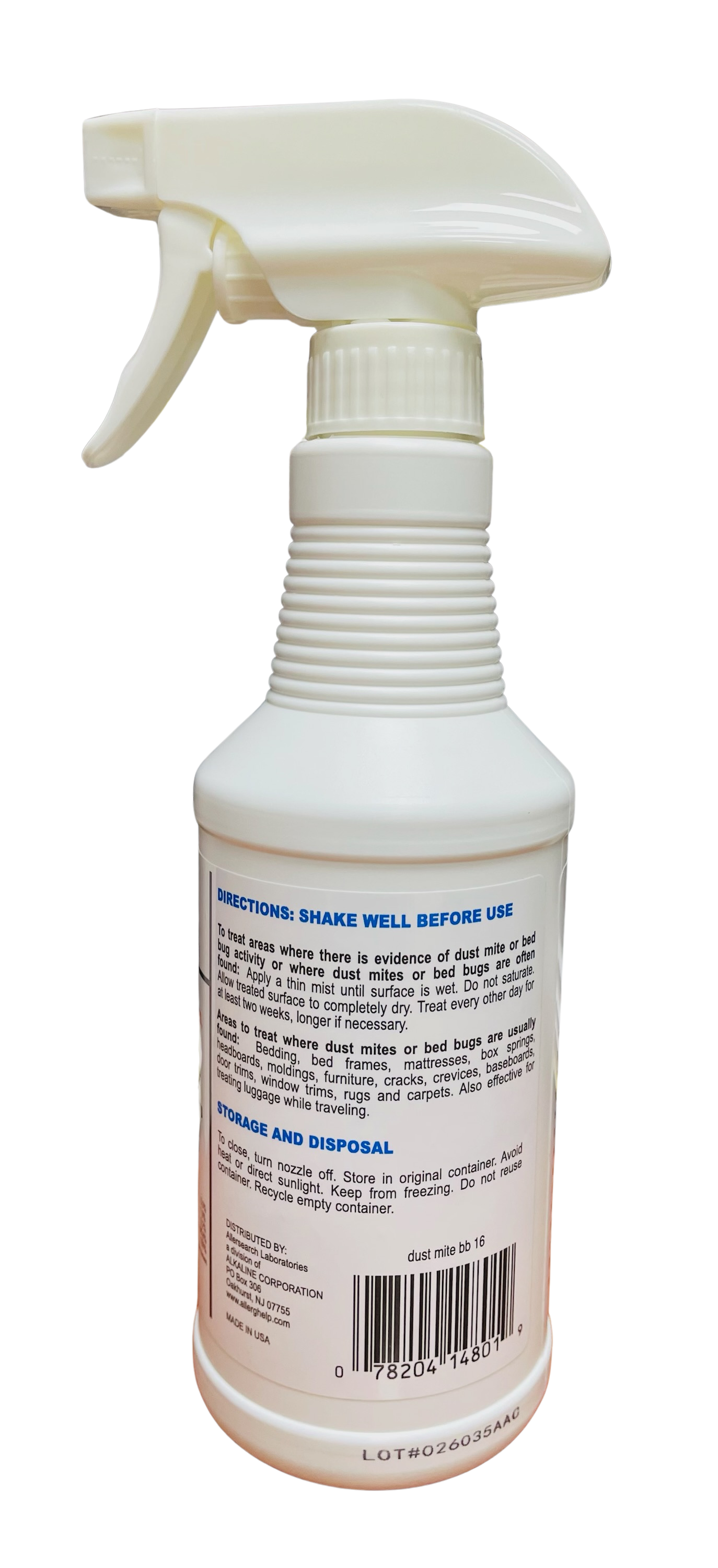 Allersearch Dust Mite and Bed Bug Spray 16 oz