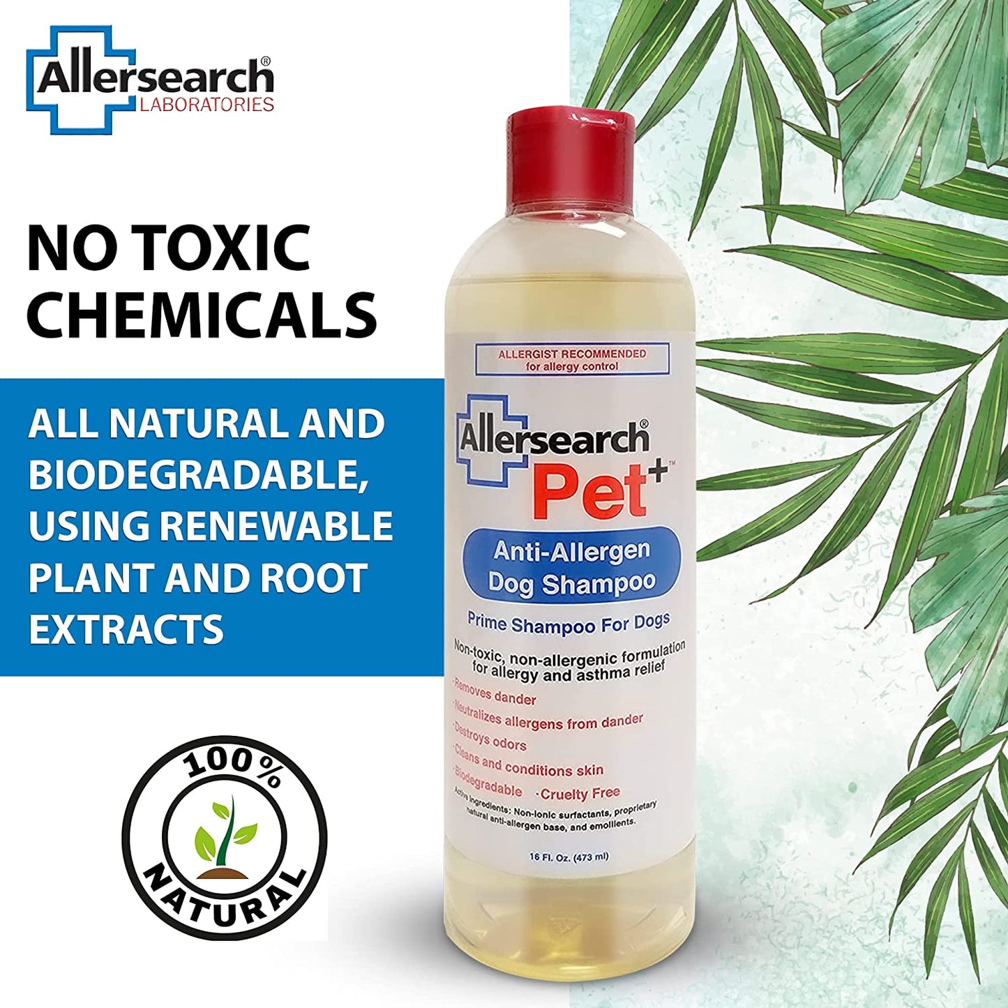 Allersearch Pet+ Anti-Allergen Dog Shampoo 16 oz
